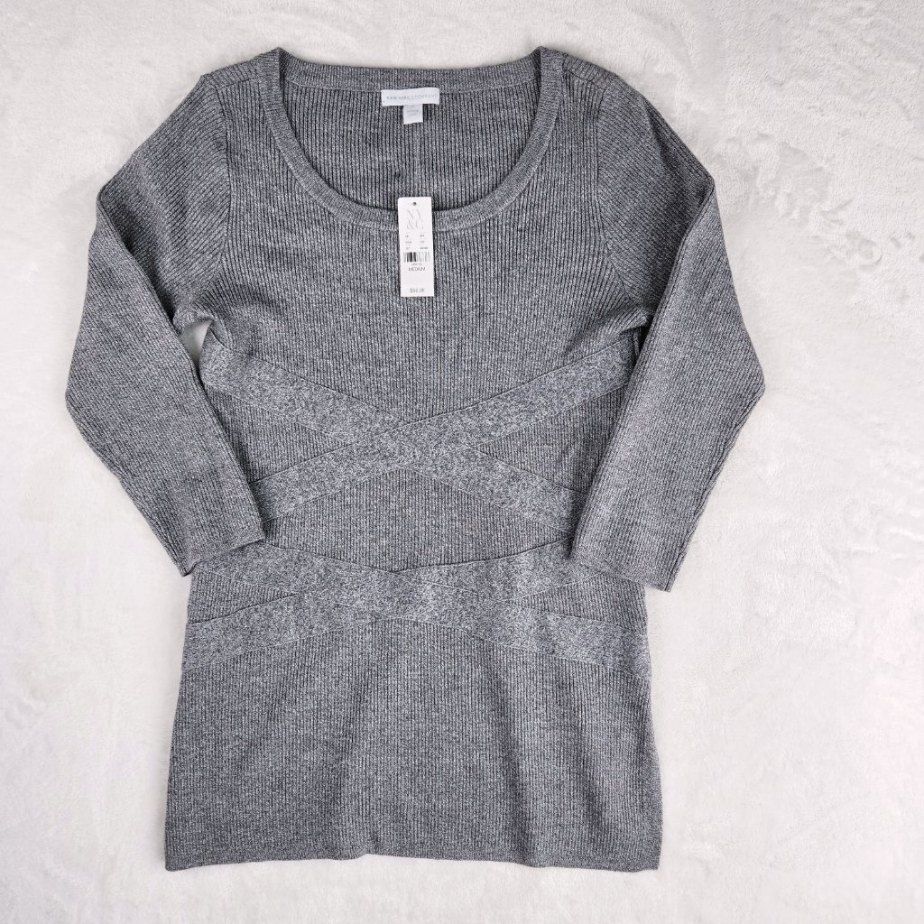 Ny&C New York & Company Womens Long Knit Sweater Size M Gray New